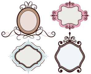 Vintage floral frame collection, vector illustration
