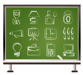 painted with chalk Business and office icons