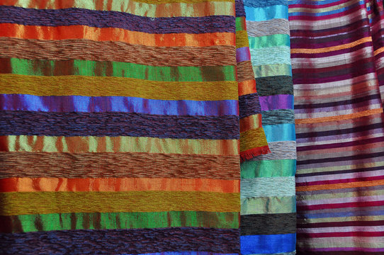 colorful cloth at traditional market