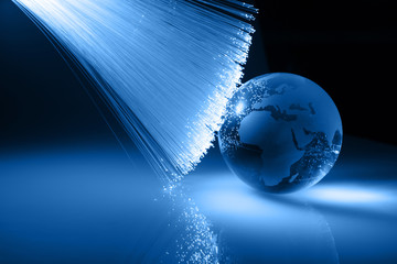 Fiber optics background with lots of light spots