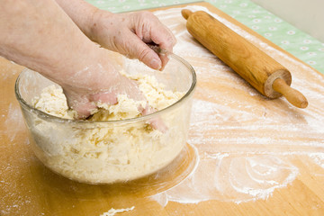 Grandma preparing her cheesepuff recipe (series)