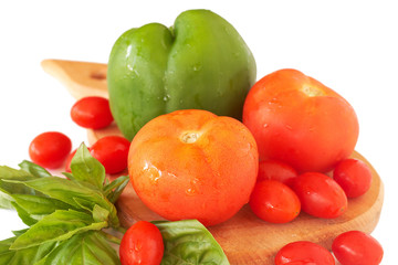 Fresh tomatoes, pepper and basil
