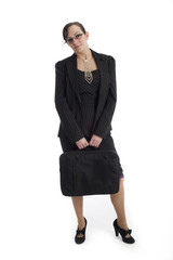 Business woman isolated against white