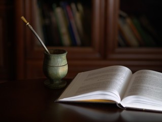 Yerba mate and book for relaxation