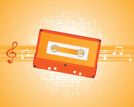 Musical composition with audiocassette vector.