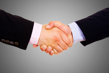 Closeup picture of businesspeople shaking hands, making an agree