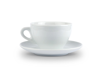 Cup and Saucer, isolated on white with path.