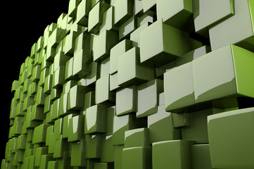 Abstract 3d green cubes