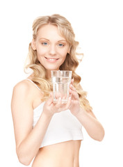 beautiful woman with glass of water