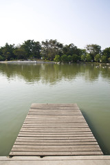 Naklejka premium stairs near the lake