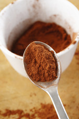 cocoa on spoon