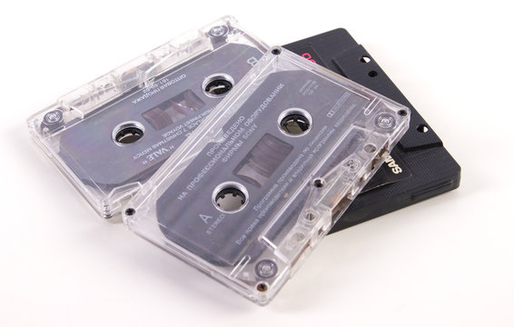 audio tapes isolated on white background