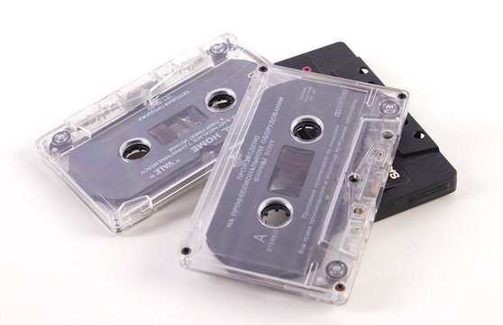 audio tapes isolated on white background