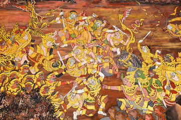 Thai Mural "War between Monkey and Demon"