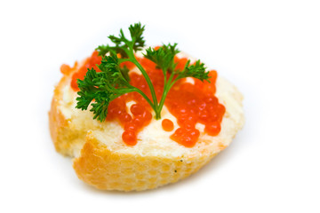 Sandwich with red caviar