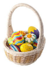 Fototapeta na wymiar Painted eggs in the basket