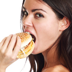 woman eat burger