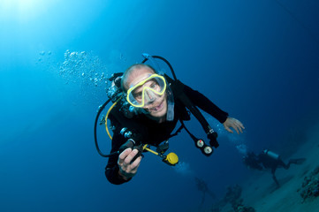 scuba diver having fun
