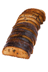 brown rusk on white background
