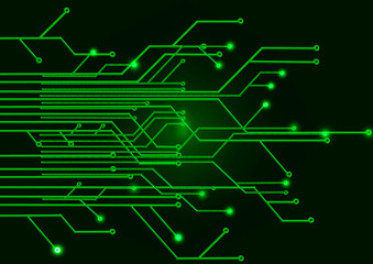Green circuit Board on a black background