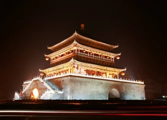 Tuinposter Ancient city gate tower in xi'an of china © cityanimal