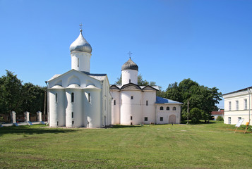 Fototapeta na wymiar christian orthodox church on green field