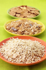 Breakfast cereal in plates