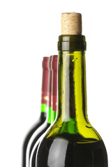 Wine bottles in row