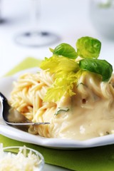 Spaghetti and creamy sauce
