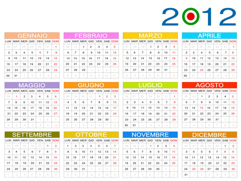 Calendario Italia 2012
