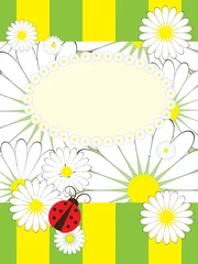 Abwaschbare Fototapete Marienkäfer Grußkarte mit Sommermotiven Muster