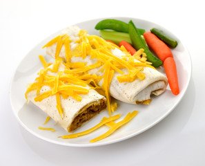 Mexican burrito with ground beef,