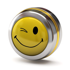 happy winking smiley button