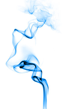 Volute de fum&eacute;e bleue sur fond blanc 1