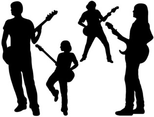silhouette de groupe de chant isolé sur blanc