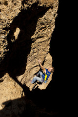 Fototapeta na wymiar Male rock climber.