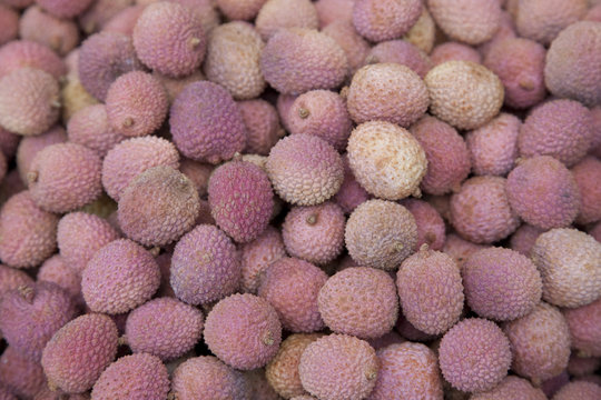 Lychee for sale on market stall