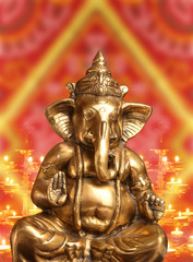 Golden Idol of Hindu Lord Ganesh Blessing Everyone