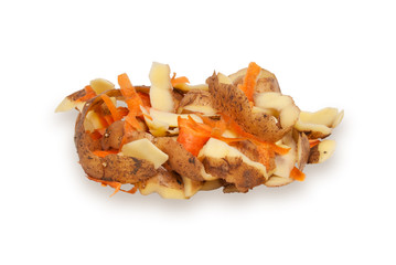 The cleared peel of a potato and carrots