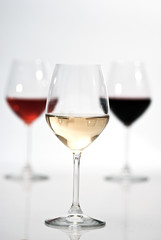 Calici con vino bianco, rosso e rosè 2