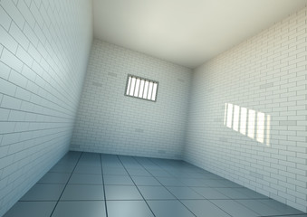 Empty prison cell. 3D rendered image.