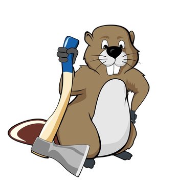 Beaver holding an ax (vector illustration)
