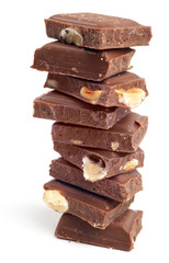 Stack of chocolate with nuts