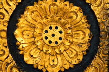 Traditional Thai style on temple door in Thailand