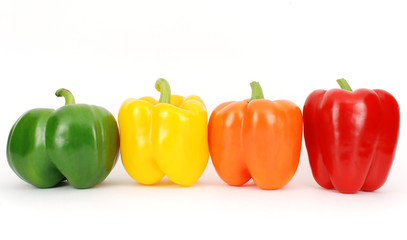 Colorful fresh pepper in a line
