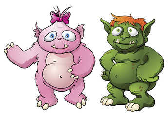 Cute monster cartoon characters