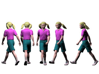 Fototapeta premium girl walking from different point of view