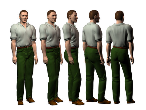 Man Standing From Different Point Of View