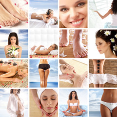 Obraz na płótnie Canvas A collage of different health and spa treatment images