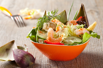 Salade fraicheur et crevettes